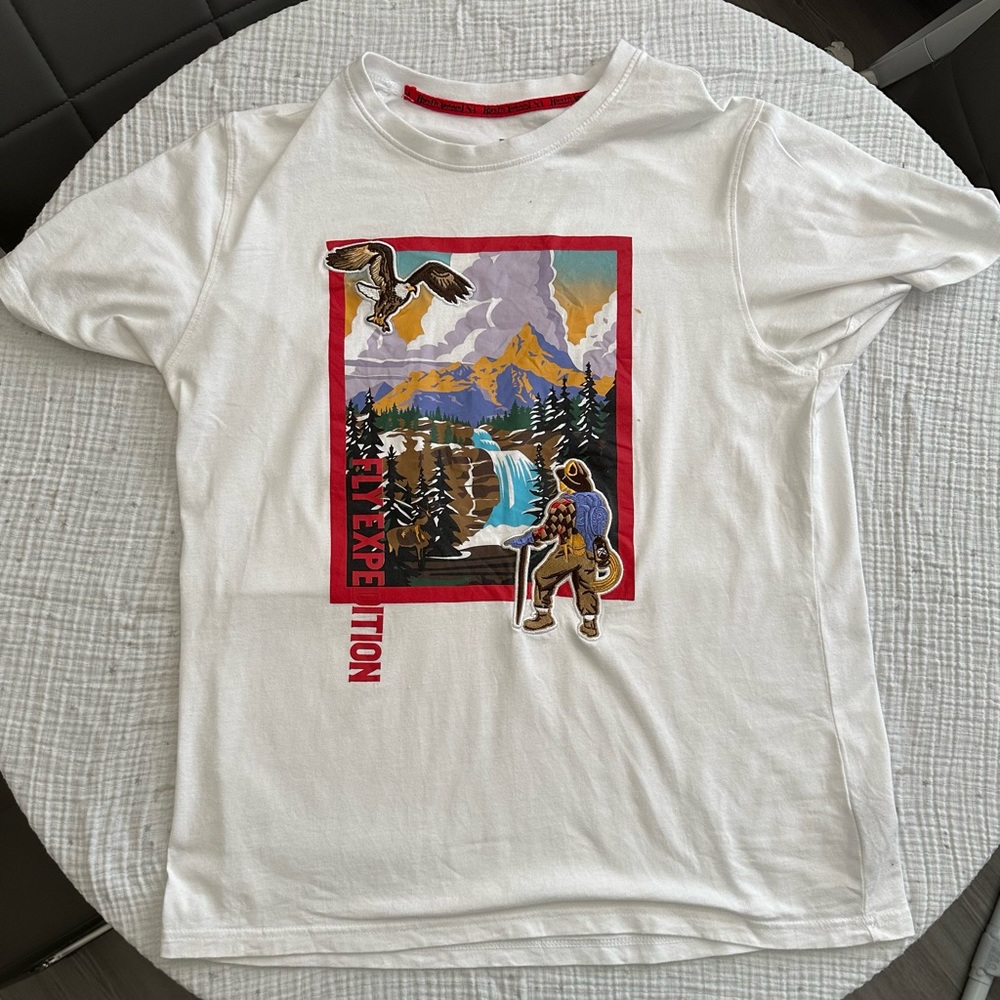 Born Fly Anytown USA White Tee- LARGE
